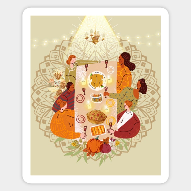 Thanksgiving Dinner with friends Sticker by ariverde